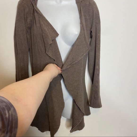 Anthro Saturday Sunday taupe waterfall hooded cardigan Extra Small - Picture 7 of 11
